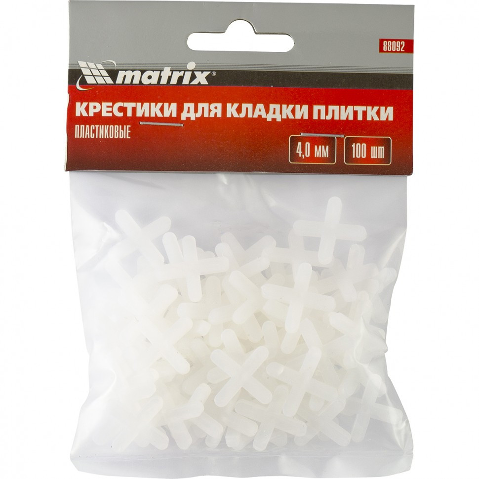 Крестики, 4.0 мм, для кладки плитки, 100 шт Matrix - фото 1 - id-p207771290