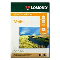 Фотобумага А4 (210×297) матовая двусторонняя, 100 г/ м², 100 листов, Lomond 0102002