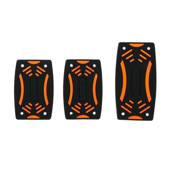 Накладки на педали CARTAGE, антискользящие, набор 3 шт. черно-оранжевый - фото 1 - id-p207512832