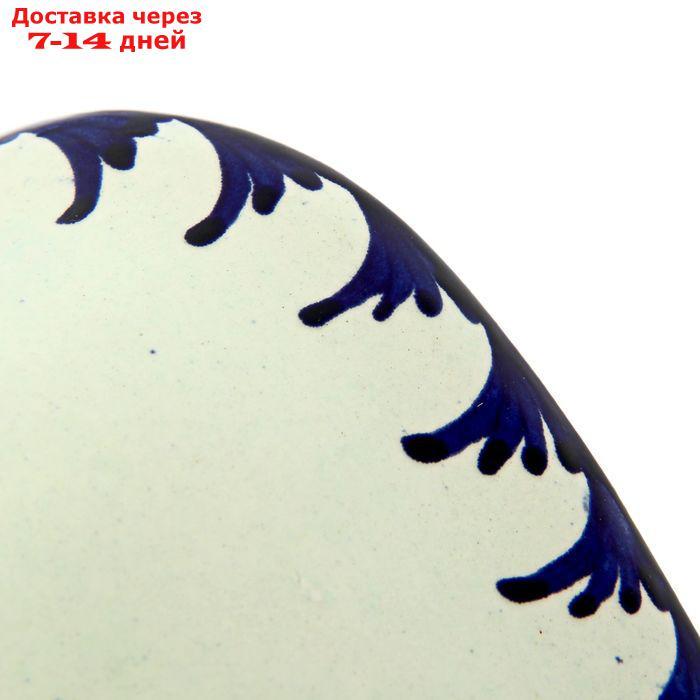 Салатница квадратная Риштанская Керамика,19см, синяя, зелёный орнамент - фото 4 - id-p207715743