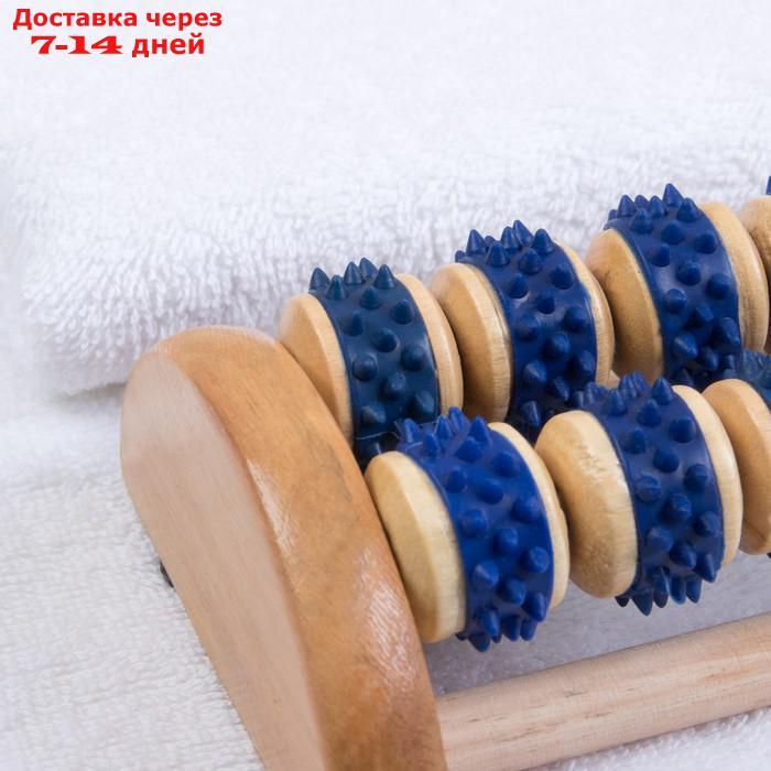 Массажёр деревянный, 20 колёс с шипами, цвет синий - фото 2 - id-p207713808
