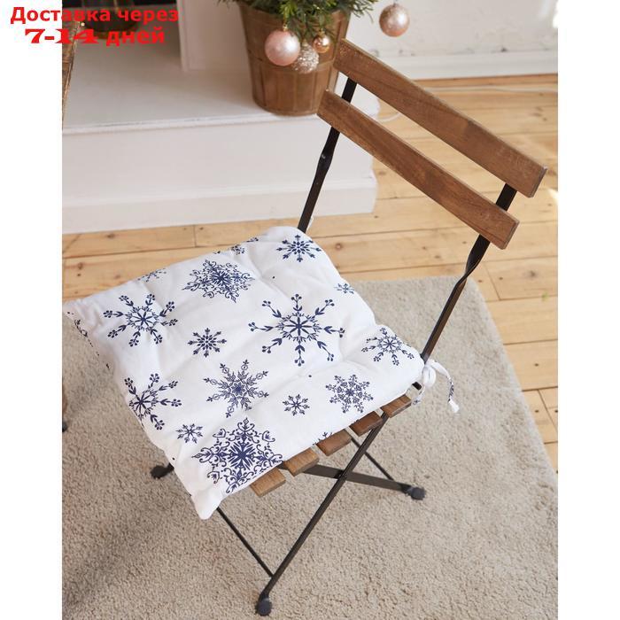Сидушка на стул "Синие снежинки" 42х42х5 см, 100% хлопок, 164 г/м2 - фото 2 - id-p207714740
