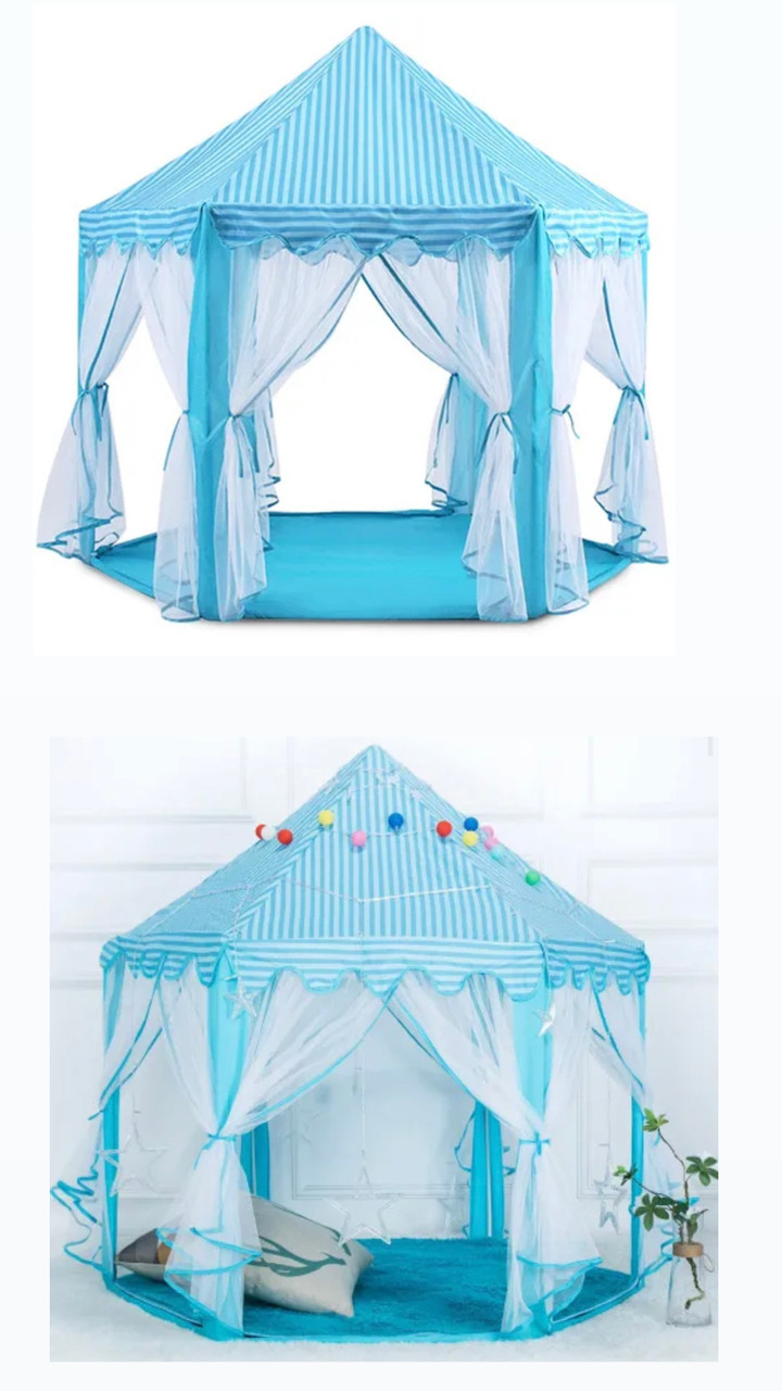 Детский игровой домик детская игровая палатка Замок шатер различные цвета ( голубой, розовый, фиолетовый ) - фото 1 - id-p158115756