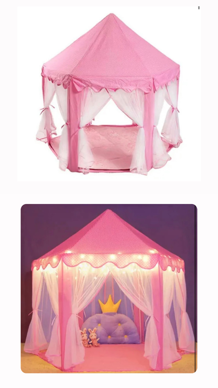Детский игровой домик детская игровая палатка Замок шатер различные цвета ( голубой, розовый, фиолетовый ) - фото 2 - id-p158115756