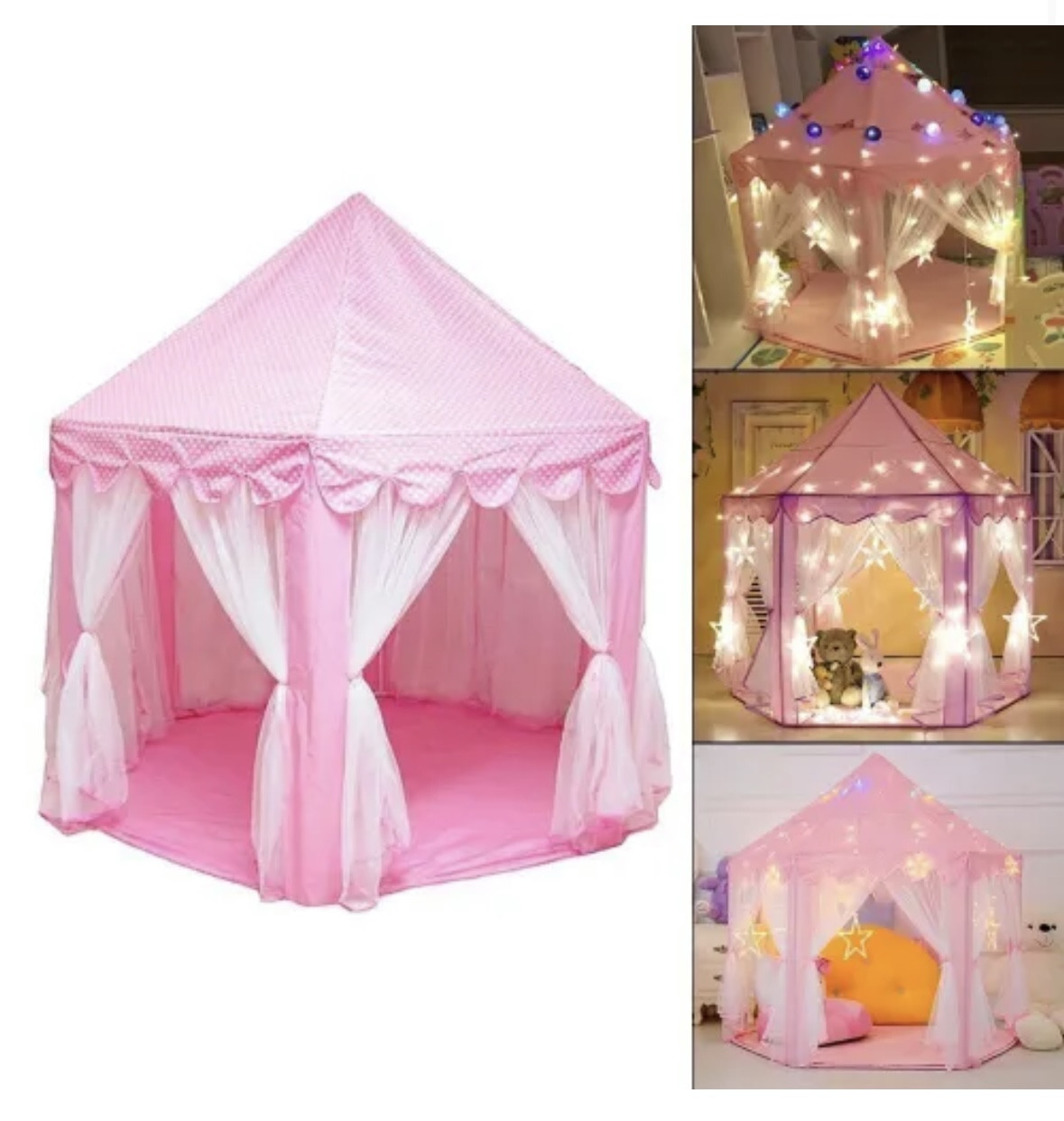 Детский игровой домик детская игровая палатка Замок шатер различные цвета ( голубой, розовый, фиолетовый ) - фото 3 - id-p158115756