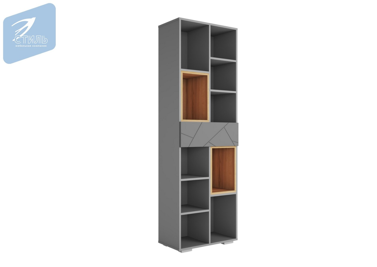 Стеллаж Гранж СЖ-001 - Серый шифер/Дуб Крафт золотой/Графит Софт (МКСтиль)
