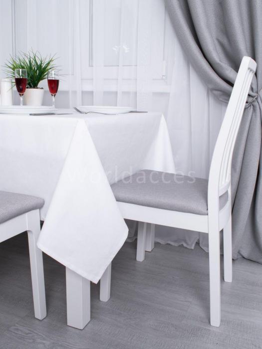 Скатерть белая тканевая на стол прямоугольная для кухни праздничная однотонная многоразовая 210х150 - фото 6 - id-p207796703