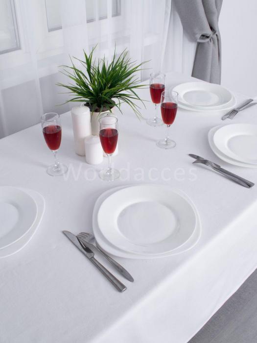 Скатерть белая тканевая на стол прямоугольная для кухни праздничная однотонная многоразовая 210х150 - фото 7 - id-p207796703
