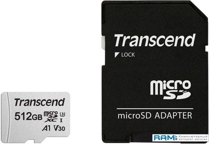 Карта памяти Transcend microSDXC 300S 512GB (с адаптером) - фото 1 - id-p207793929