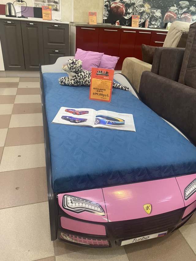 Детская кровать машина Турбо Фея с подъемным матрасом - фото 5 - id-p207794885