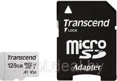 Карта памяти Transcend microSDXC 300S 128GB Class 10 UHS-I U3 (TS128GUSD300S-A) - фото 1 - id-p207801268