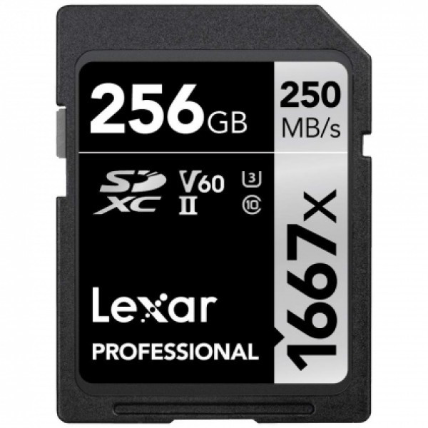 Карта памяти Lexar Professional 1667x SDXC 256Gb UHS-II U3 V60 250MB/s (R) 120MB/s (W) - фото 1 - id-p207799511
