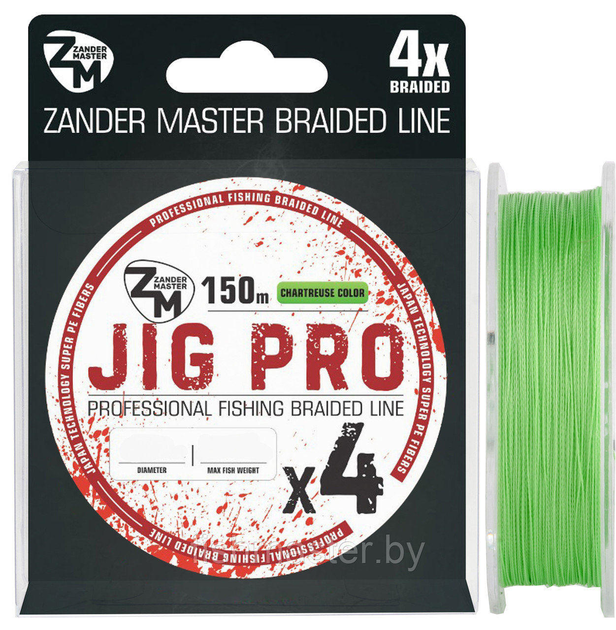 Плетёный шнур  ZanderMaster  JIG PRO  4x 150м Шартрез