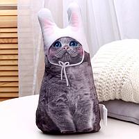 3D Подушка - антистресс «Серый котик в шапочке»