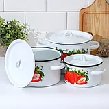 Набор кастрюль СтальЭмаль 1c33 Клубника (1.5л/3л/4.5л), фото 3