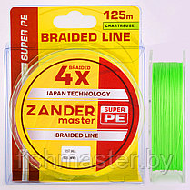 Плетёный шнур  ZanderMaster 4X 125м цвет Шартрез