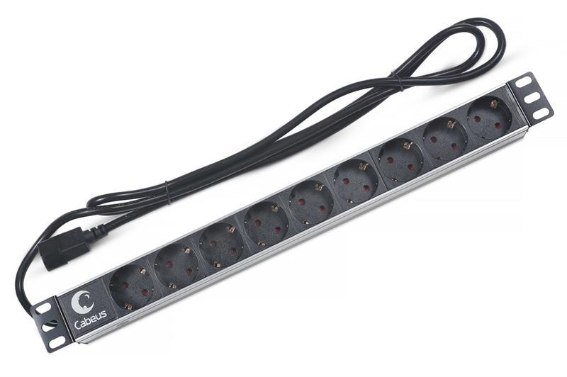 Блок евророзеток для 19" шкафов 10А Cabeus PDU-9P-2IEC 9 розеток, без выключателя - фото 1 - id-p203913580