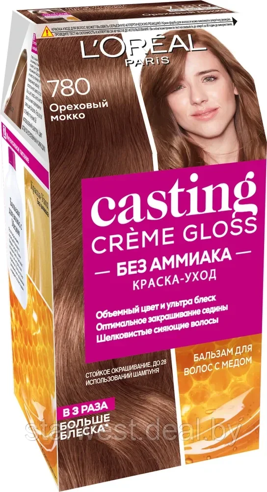 L'Oreal Paris Casting Creme Gloss 780 Ореховый Мокко Крем-краска без аммиака стойкая для окрашивания волос - фото 1 - id-p207830339