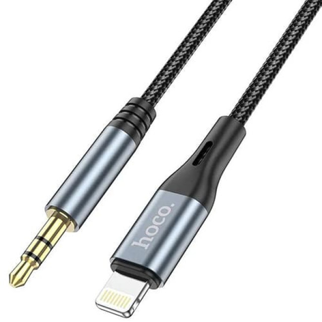 Аудио-кабель AUX c Lightning на 3.5mm Hoco DUP03 Черный - фото 1 - id-p207440035