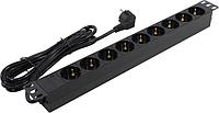 Exegate ServerPro PDU-19H905 Al-9S-EU3 EX280851RUS Блок силовых розеток 19" чёрный 1U 9 евророзеток 3 метра