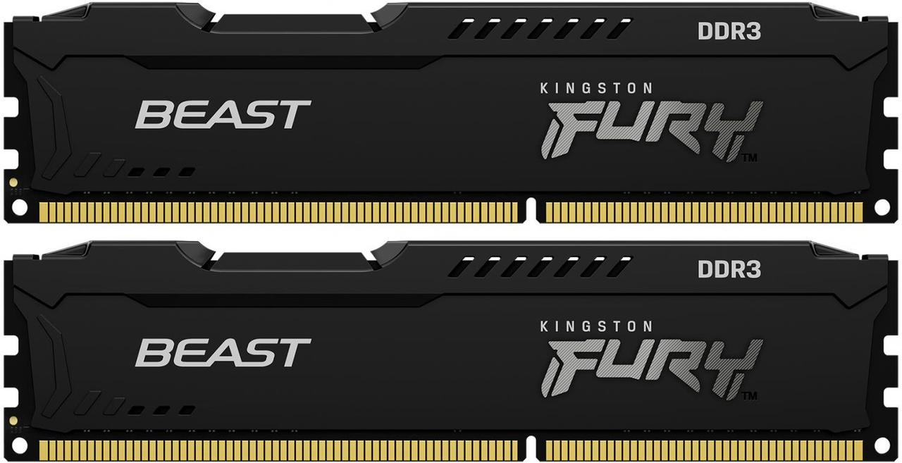 Модуль памяти Kingston Fury Beast KF318C10BBK2/8 DDR3 DIMM 8Gb KIT 2*4Gb PC3-15000 CL10 - фото 1 - id-p207847727