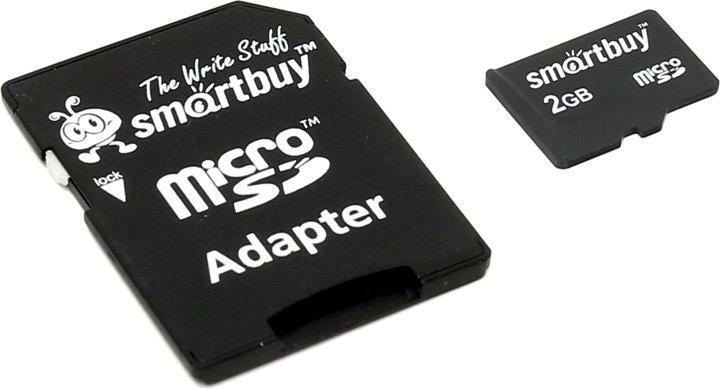 Карта памяти SmartBuy SB2GBSD-01 microSD 2Gb + microSD--SD Adapter - фото 1 - id-p207847772