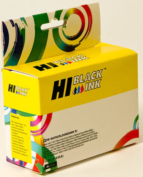 Картридж 45/ 51645AE (для HP DeskJet 1120/ 1180/ 1280/ 6122/ 9300/ OfficeJet R45/ R60/ R80) Hi-Black, чёрный