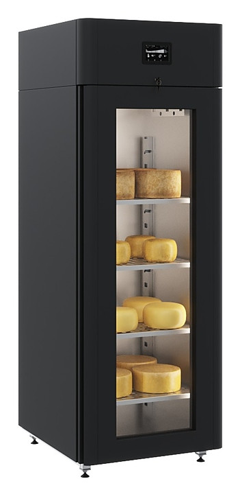 Шкаф холодильный POLAIR CS107 Cheese черный, стеклянная дверь - фото 1 - id-p207881050