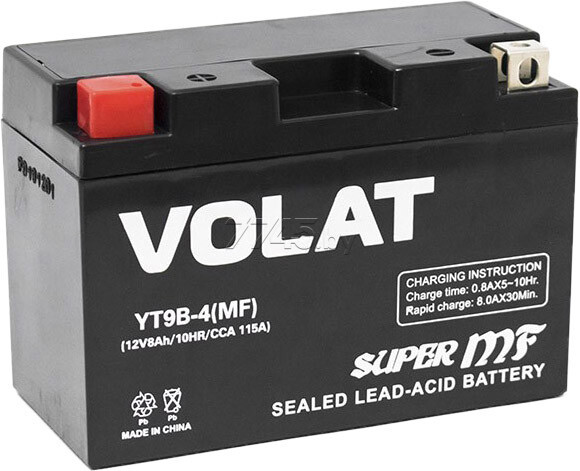 Аккумулятор VOLAT (8 Ah) 115 A, 12 V Прямая, L+ YT9B-4 YT9B-4 (MF) - фото 1 - id-p207885456