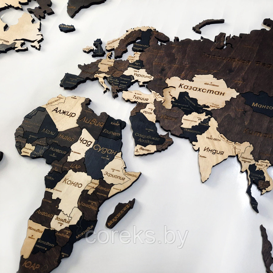 Карта мира из дерева (размер 165*90 см) - фото 4 - id-p178543573