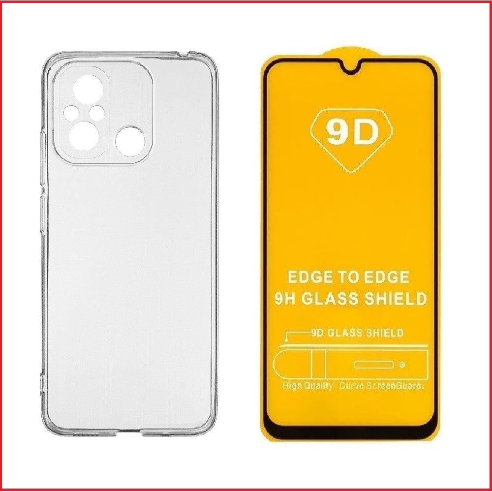 Чехол-накладка + защитное стекло 9D для Xiaomi Redmi 12C / Redmi 11A - фото 1 - id-p207889047