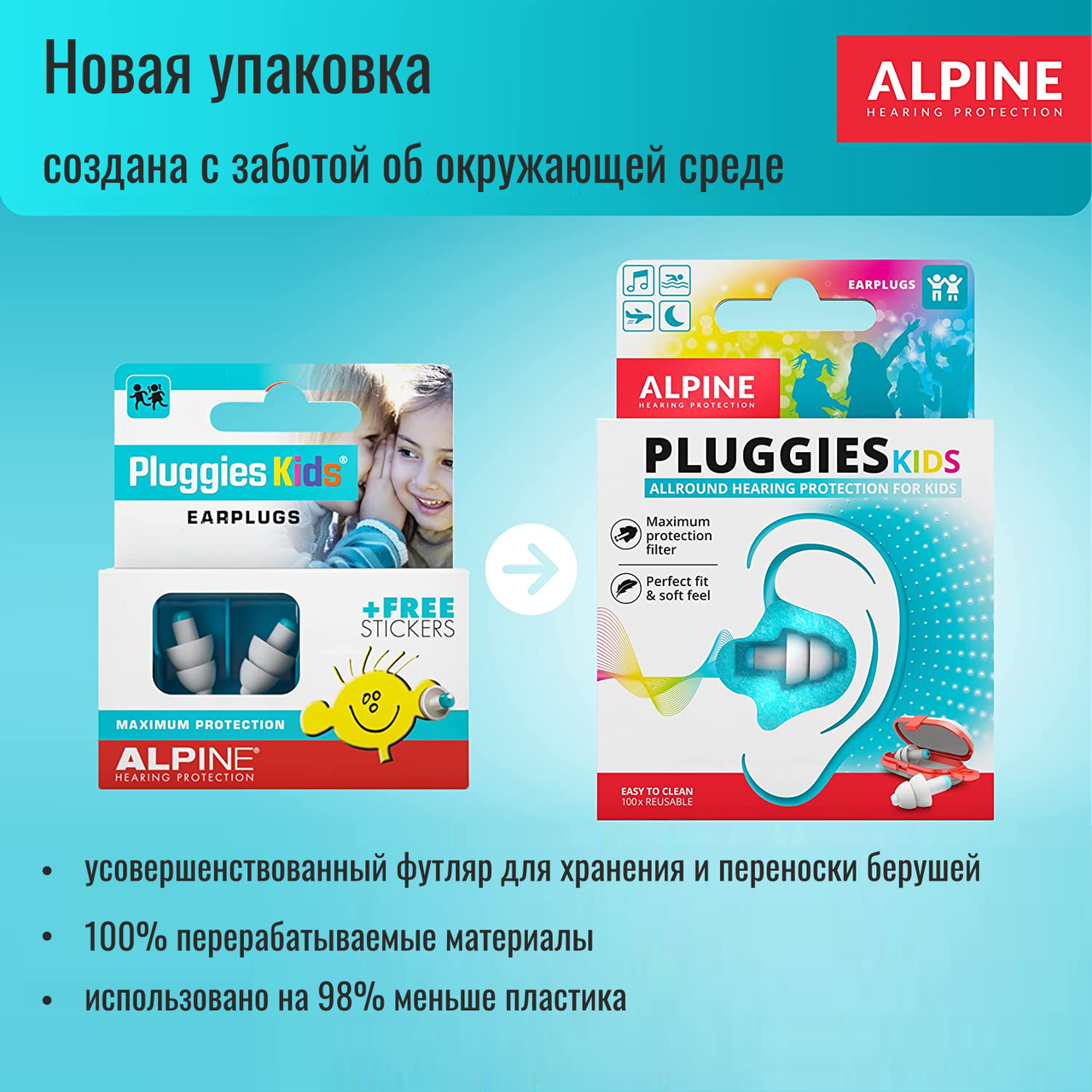 Беруши для детей PluggiesKids для плавания, для самолета, для учебы, для сна - фото 2 - id-p149397057