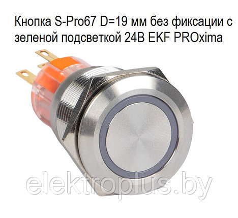 Кнопка S-Pro67 с подсветкой без фиксации D=19 мм 230В IP67 EKF PROxima, фото 2