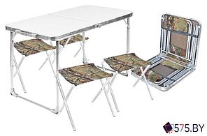 Стол со стульями Nika складной стол влагостойкий и 4 стула ССТ-К2 (металлик)