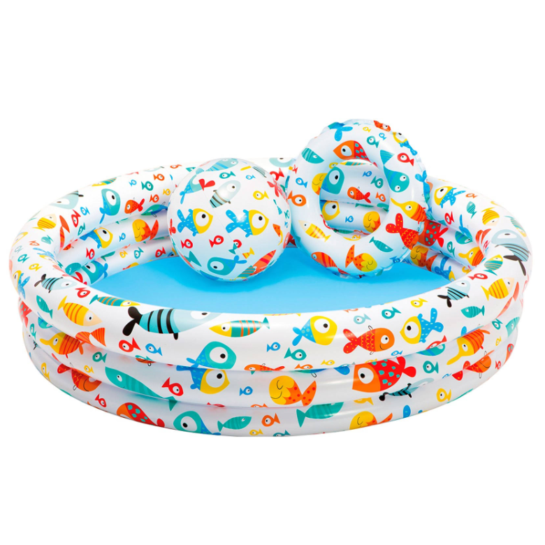 Детский бассейн надувной Intex Аквариум с мячом и кругом 132х28 см 2+ - фото 3 - id-p207918963
