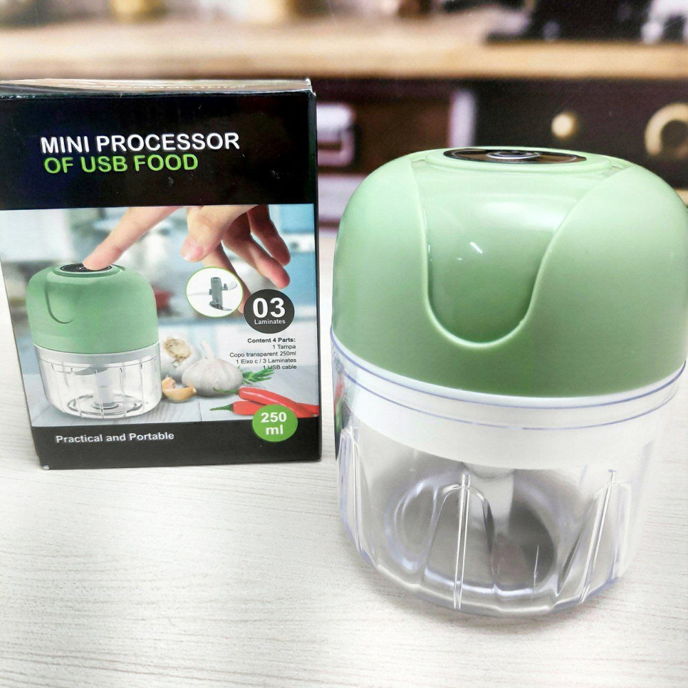 Портативный мини измельчитель для кухни Mini processor of USB FOOD 250 ml Зеленый - фото 10 - id-p207941392