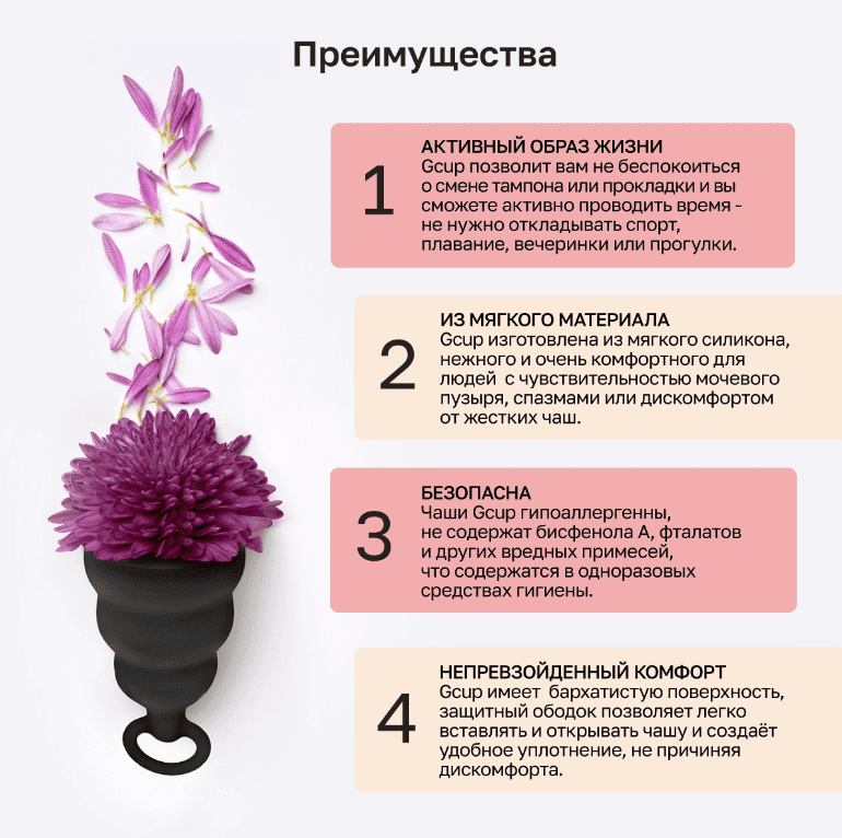 Gvibe Gcup Black силиконовая менструальная чаша с защитой от протечек, 10 мл - фото 2 - id-p207942723