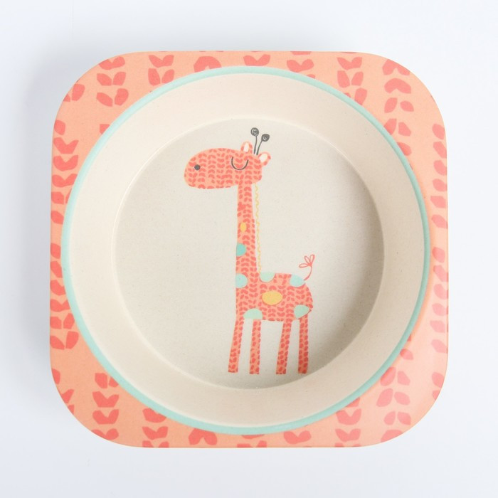 Набор детской бамбуковой посуды «Жираф», тарелка, миска, стакан, приборы, 5 предметов - фото 6 - id-p207966846