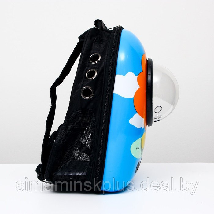 Рюкзак для переноски животных "Лев", с окном для обзора, 32 х 25 х 42 см, голубой - фото 3 - id-p207963643