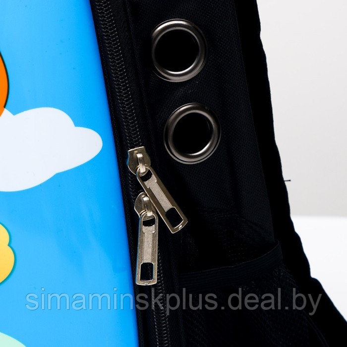 Рюкзак для переноски животных "Лев", с окном для обзора, 32 х 25 х 42 см, голубой - фото 6 - id-p207963643