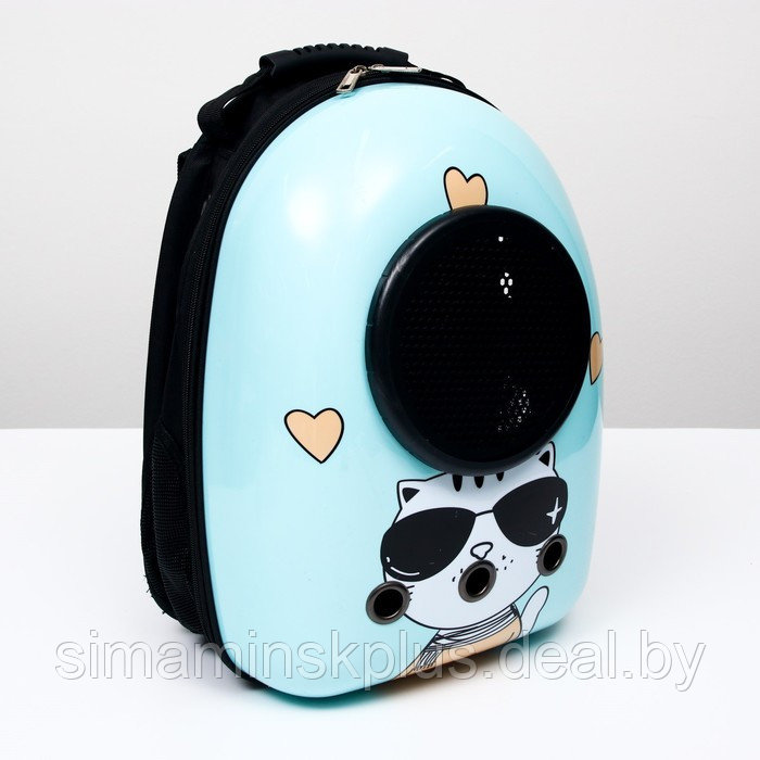 Рюкзак для переноски животных "Гламуррр", с окном для обзора, 32 х 25 х 42 см, голубой - фото 8 - id-p207963650