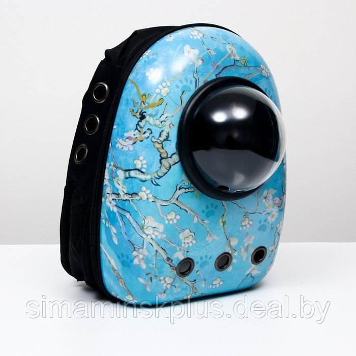 Рюкзак для переноски животных "Лапки", с окном для обзора, 32 х 25 х 42 см, голубой - фото 1 - id-p207963652
