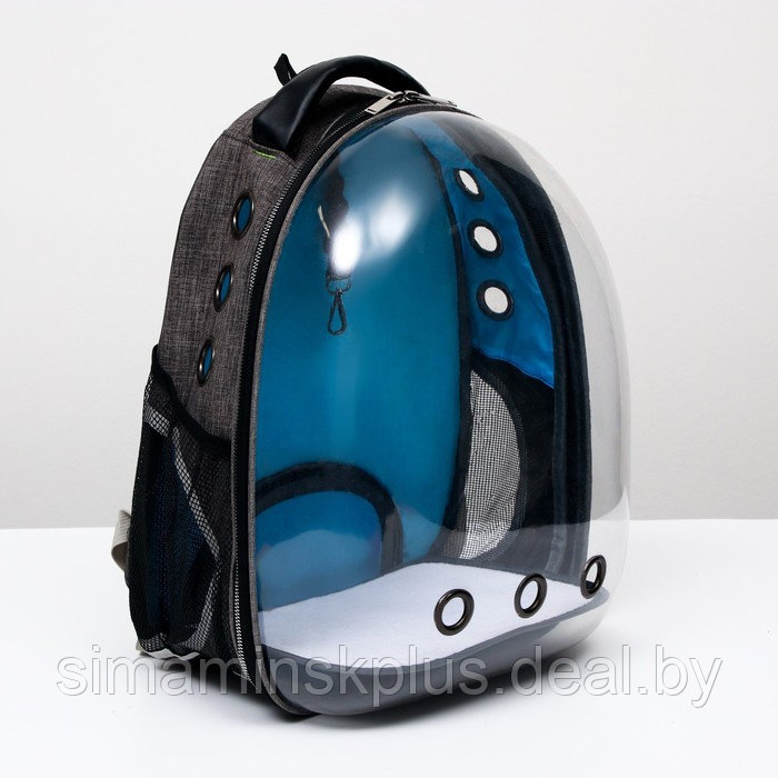 Рюкзак для переноски животных прозрачный, 31 х 28 х 42 см, голубой - фото 1 - id-p207963660