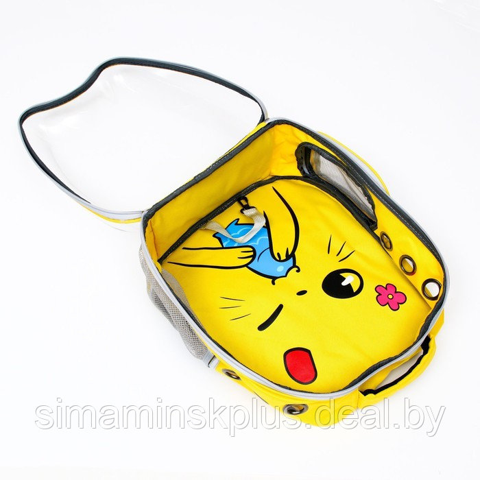 Рюкзак для переноски животных "Котик", прозрачный, 34 х 25 х 40 см, жёлтый - фото 9 - id-p207963661