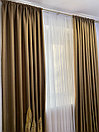 Готовые шторы блэкаут рогожка для спальни, зала, детской карамельного цвета 250х200, фото 2