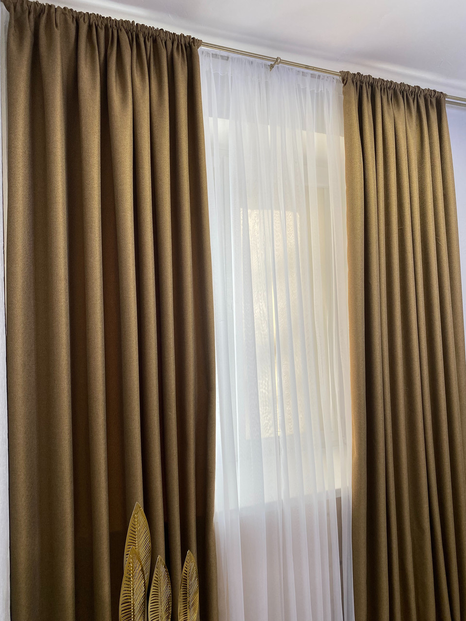 Готовые шторы блэкаут рогожка для спальни, зала, детской карамельного цвета 250х200 - фото 2 - id-p205740647