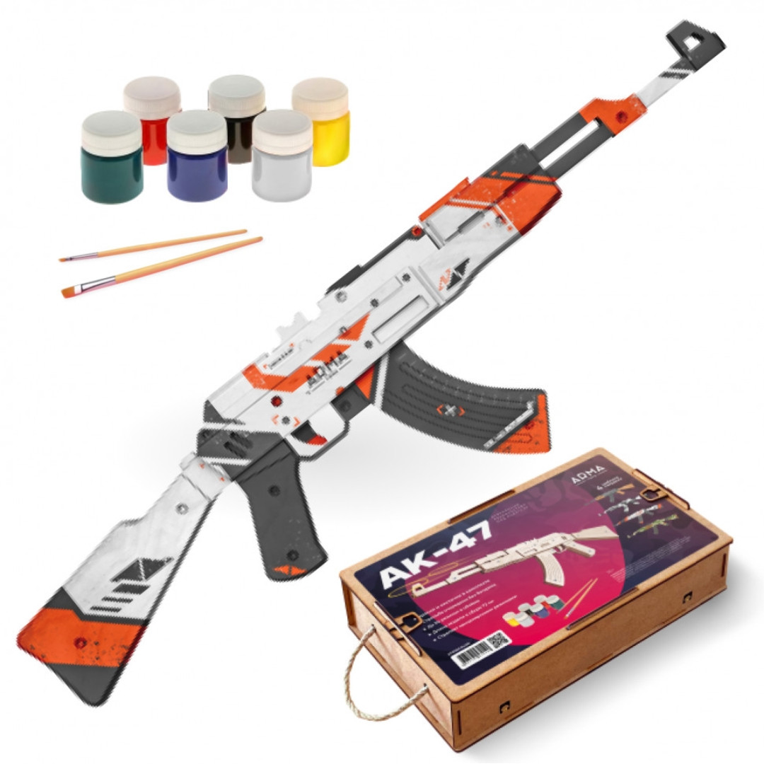 Автомат-резинкострел АК-47 под раскраску ARMA 4 шаблона покраски, кисточки и краски в комплекте - фото 1 - id-p207968438