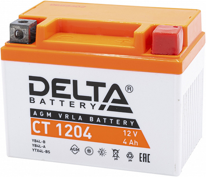 Аккумулятор DELTA CT 1204 12V YTX4L-BS