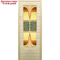 Дверь для бани со стеклом (43*129), "Восточные мотивы", 180×70см, коробка из осины