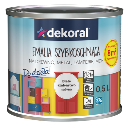 Эмаль быстросохнущая акриловая 0,5л белая Do Dziela DEKORAL, фото 2